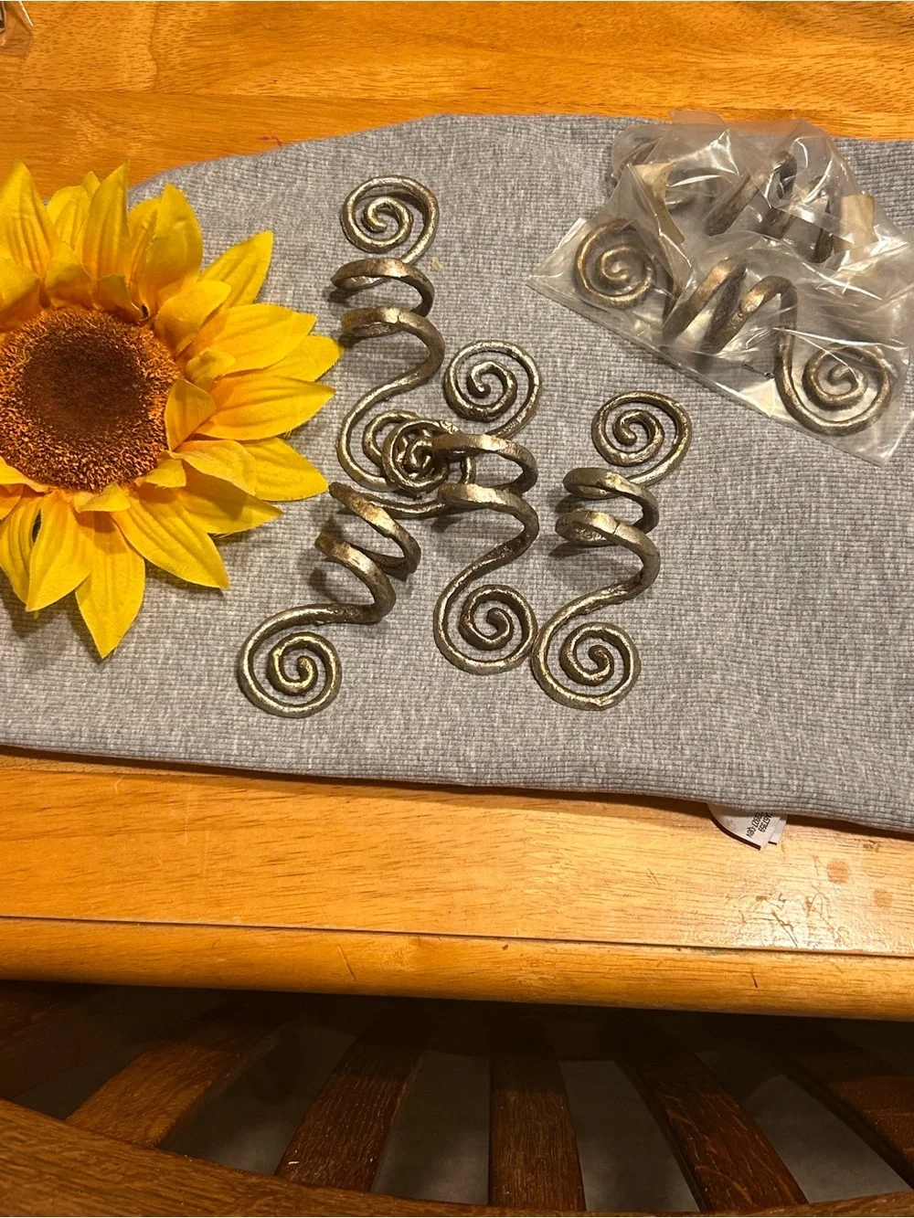 Pier one Spiral Napkin Holders silver with a golden tint set of 6
